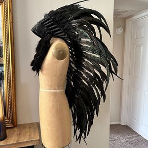 XL Native American black feather headdress